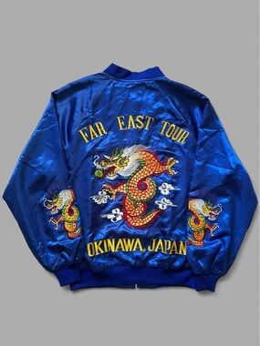 Vintage 80’s Japanese Souvenir “Far East Tour Okinawa Japan” Satin Jacket Size S